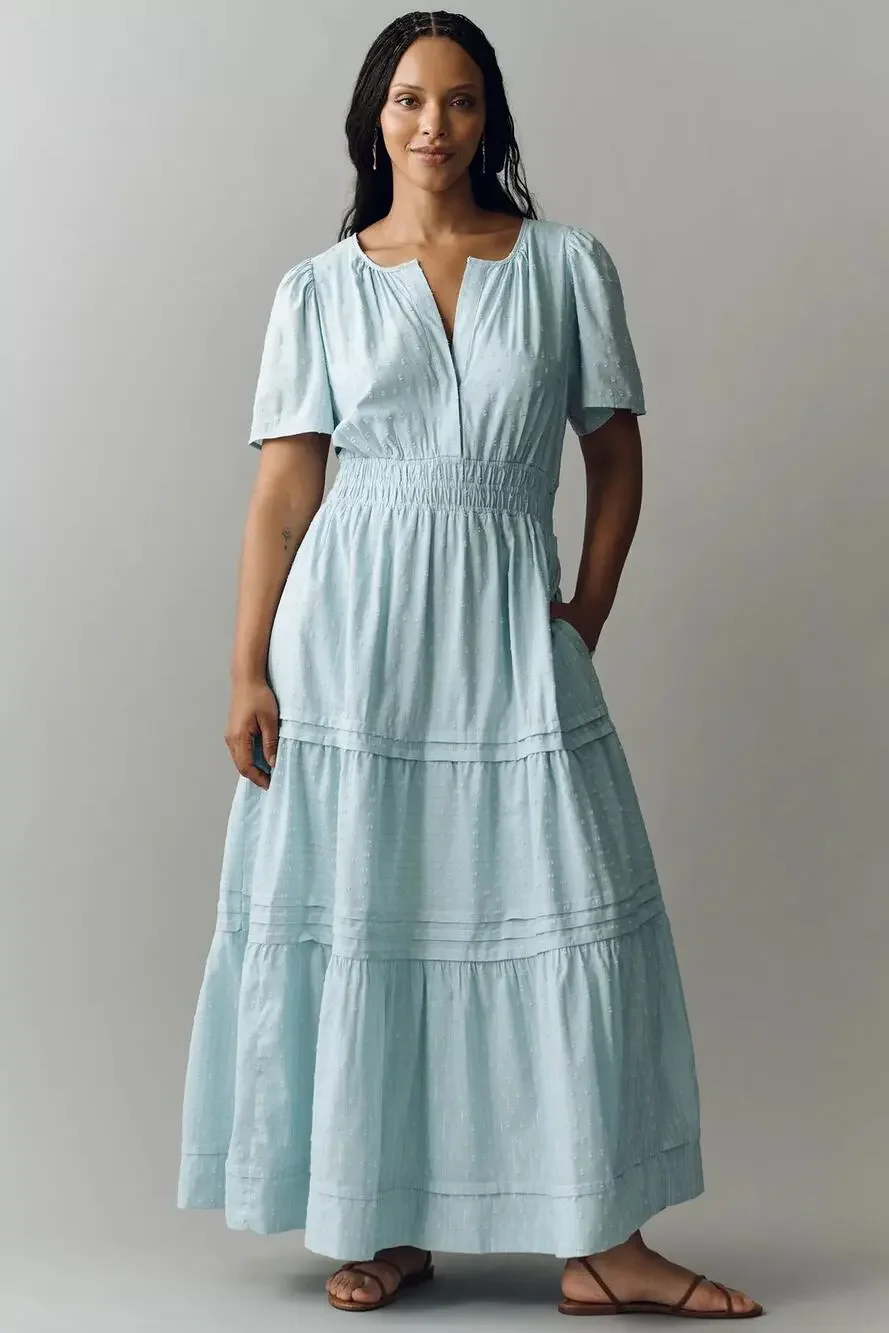 nwt by ANTHROPOLOGIE sz 2X Somerset Maxi dress lurex edition in Cordyalis Blue - Picture 1 of 4